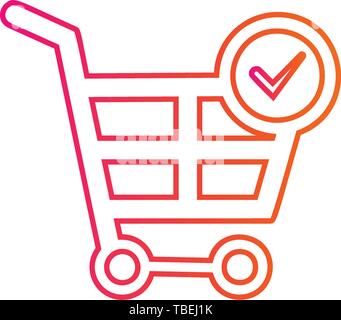 Shopping chart in trendy flat style - shopping chart vector icon, check mark in trolley icon Stock Vector