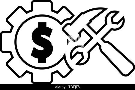 Dollar gears icon with tools vector Stock Vector