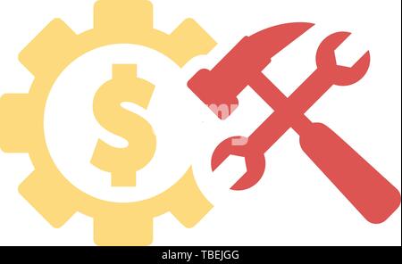Dollar gears icon with tools vector Stock Vector