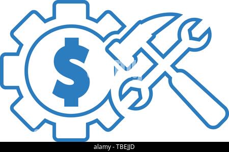 Dollar gears icon with tools vector Stock Vector