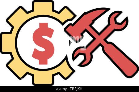 Dollar gears icon with tools vector Stock Vector