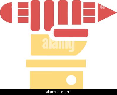 Vector illustration of a hand holding a pencil - Flat Stock Vector