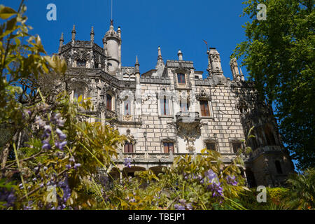 Picturesque landscape with palace Quinta da Regaleira, Unesco Heritage near historic center of Sintra, Portugal Stock Photo