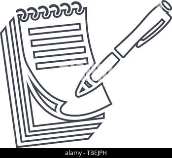 Pictograph of note icon with pen Stock Vector