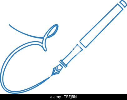 E - Pen icon, vector illustration. line style vector Stock Vector