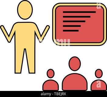 Teaching Icon - Teacher with student - vector illustration Stock Vector
