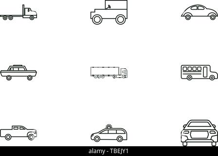 Transportation icons set black color - on a white background Stock Vector