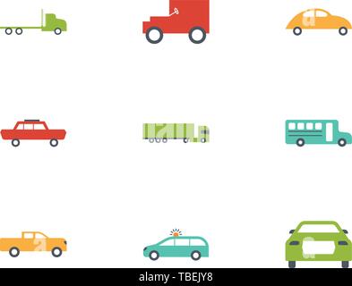 Transportation icons set flat - on a white background Stock Vector