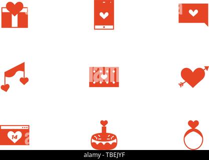 Premium set of heart glyph icons. Simple pictogram pack - Valentine icons set Stock Vector