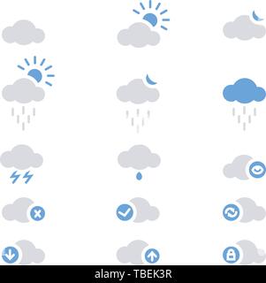 Set of cloud vector flat icon. Cloud sign set vector Stock Vector