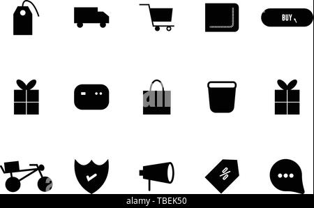 Business and e-commerce glyph black icons Set. E-commerce icons set vector Stock Vector