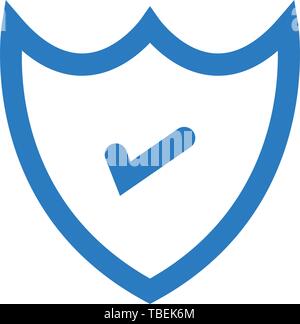 Check mark line art icon - linear icon vector - blue Stock Vector