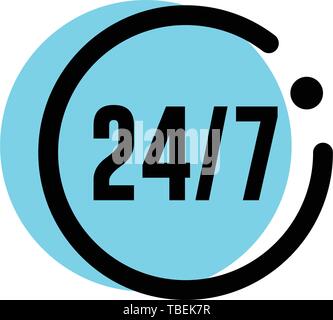 Open 24 hours a day and 7 days a week icon isolated - Linear fill vector Stock Vector
