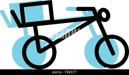 Bicycle with a box on the trunk - delivery service linear fill icon Stock Vector