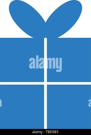 Delivery box - Gift box glyph vector icon - blue Stock Vector