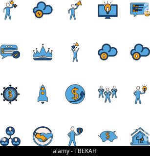 Business icons set. Icons for business, management, finance, strategy, Success - Linear fill icon set vector Stock Vector