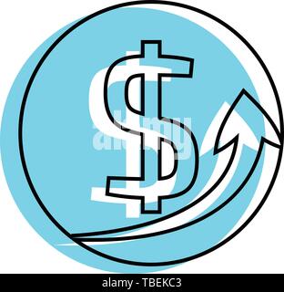 Dollar sign growth concept icon - linear fill icon vector Stock Vector