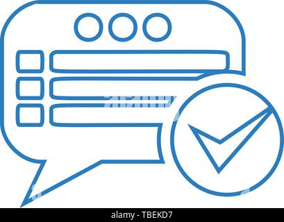 Bubble chatting line art icon vector - blue Stock Vector