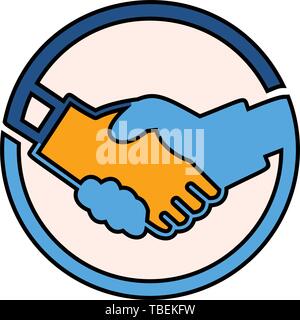 Handshake linear fill icon - vector Stock Vector