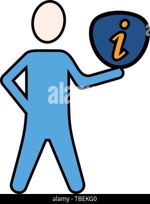 Information icon vector - man hand holding information concept - linear fill Stock Vector