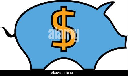 Piggy Bank linear fill Icon vector Stock Vector