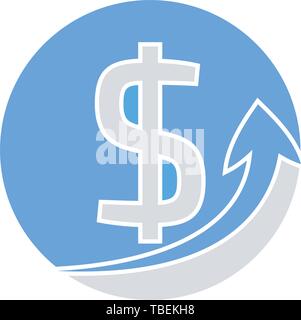 Dollar sign growth concept icon - Flat icon vector Stock Vector
