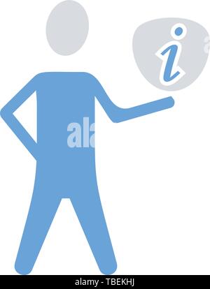 Information icon vector - man hand holding information concept - Flat sign Stock Vector