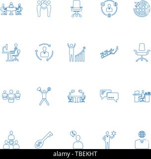 Business and management icons set vector. Business linear icons set - Blue Stock Vector