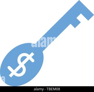 Finance security - Dollar key icon - Flat vector Stock Vector