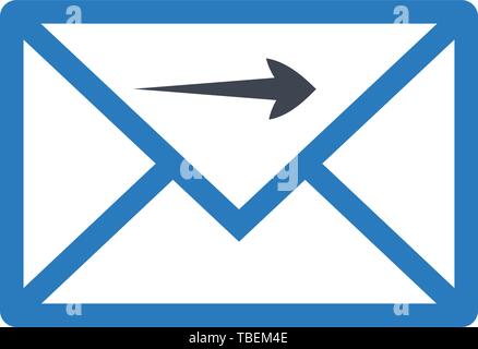 Send mail message or forward mail line art icon - Blue Stock Vector