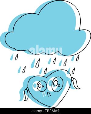 Love cloud illustration - Cloud with love sticker sign - Linear fill style icon vector Stock Vector