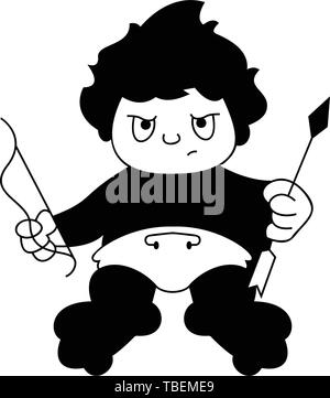 Boy with the arrow. Angry little boy with shoots a bow. Illustration of a Valentine's Day. glyph style vector Stock Vector