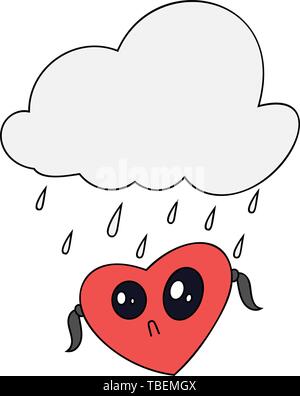 Love cloud illustration - Cloud with love sticker sign - Linear fill style icon vector Stock Vector