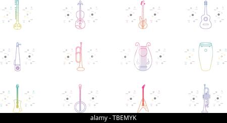 Music instruments Icons set Stock Vector
