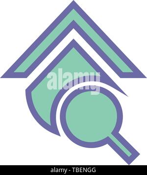 Real Estate Home Search Icon - linear fill Stock Vector