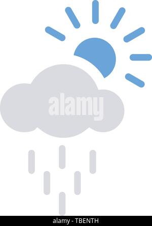 Sun rain cloud icon flat - Vector Stock Vector