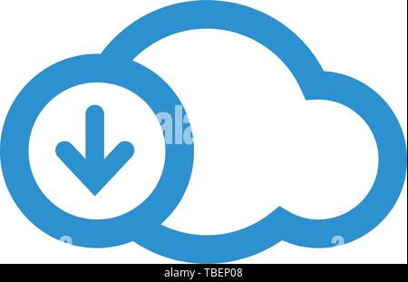 download cloud icon line - Vector blue Stock Vector