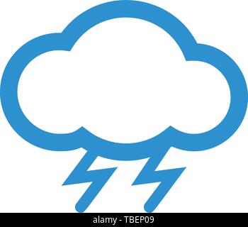 Cloud Line Blue Icon On White Background. Blue Flat Style Vector ...