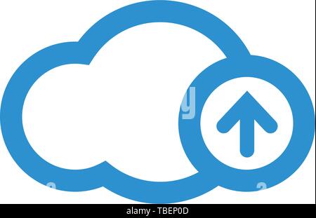 Upload cloud icon line - Vector blue Stock Vector