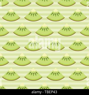 Kiwi slices seamless pattern. Cute green kiwi slices. Citrus fruit background. Summer bright colors, juicy fresh background, design elements. Tasty Stock Vector
