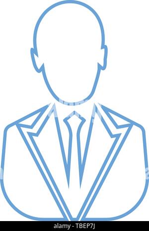 Businessman linear icon blue - Vector. Businessman avatar profile picture line art icon Stock Vector