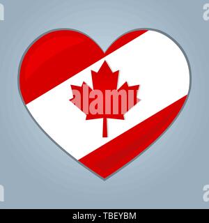heart with canadian flag isolated vector symbol illustration Stock Vector