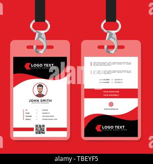 Clean Office ID Card With Blue Black and Red color Vector Template - Vector Stock Vector