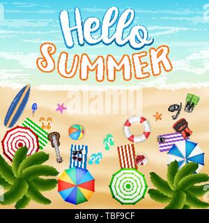 Top View Of Summer Tropical Sea Sand Beach Stock Vector