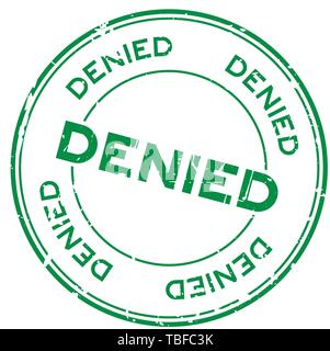 Grunge green denied round rubber seal stamp on white background Stock Vector