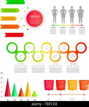 Creative flat gradient element of the graph, graphics, diagrams - parts, processes, terms. Modern business template for presentation, web design, bann Stock Vector