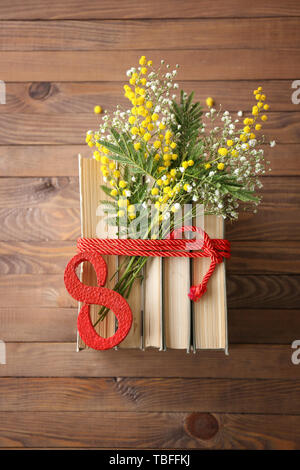 Festive composition for International Women's Day on wooden background Stock Photo