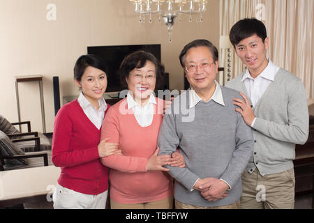 The family welcomes the Chinese New Year. Stock Photo