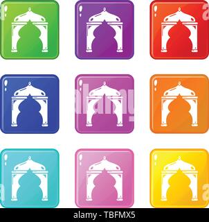 Archway turkey icons set 9 color collection Stock Vector