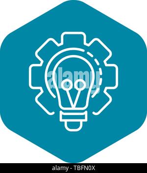 Bulb cog wheel icon, outline style Stock Vector